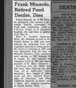 Obituary for Frank Minardo